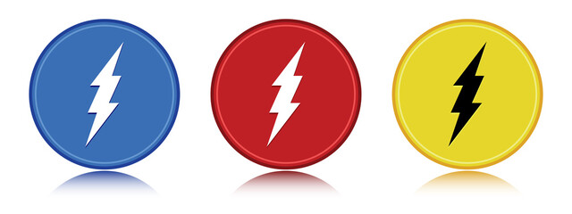 Electricity icon flat round button set illustration
