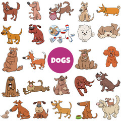 Fototapeta premium cartoon dogs and puppies comic characters big set
