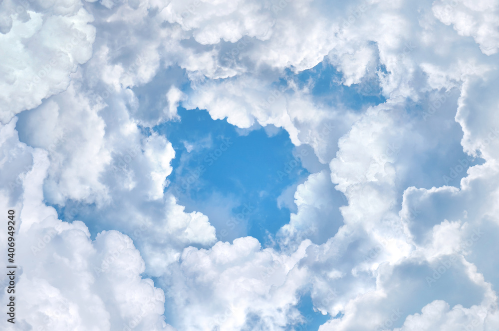 Wall mural layered clouds floating around the sky as frame heaven clouds background concept