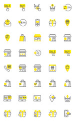Fototapeta na wymiar Online shopping and ecommerce line icons set. linear style symbols collection, outline signs pack. E-commerce and marketing vector graphics. Set includes icons as shopping bag, delivery truck, payment
