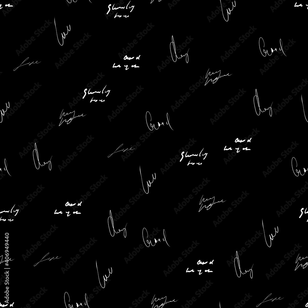 Poster seamless vector pattern. white text on a black background.