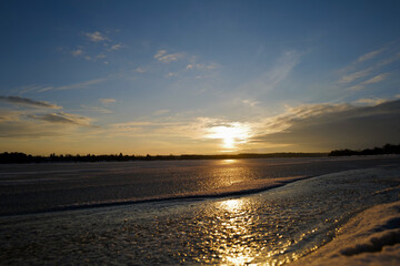 sunset over the river