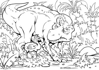 Coloring book for children with a dinosaur