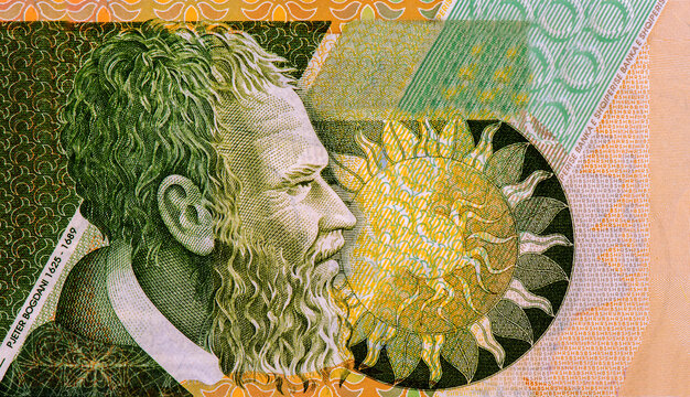 Pjeter Bogdani Portrait From Albania 1000 Leke 2007 Banknotes. Pjeter Bogdani (1625-1689), A Writer And Clergy And A Prominent Figure Of Older Albanian, With His Symbol Of The Sun In The Centre.