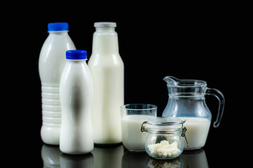 Fermented Probiotic Dairy Drink Kefir Bottles.