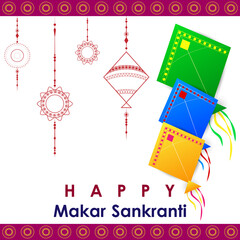 vector illustration of Happy Makar Sankranti holiday India festival background