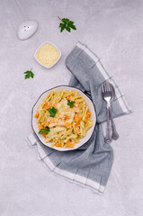Pasta with pumpkin in white sauce