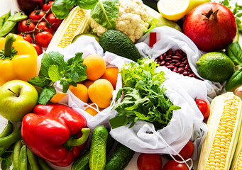 A variety of organic fruits and vegetables
