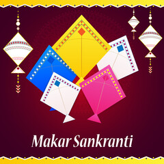 vector illustration of Happy Makar Sankranti holiday India festival background