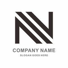 Monogram Letter N Geometric Square Business Company Stock Vector Logo Design Template
