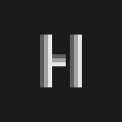Vector Logo Letter Grey Glowing H