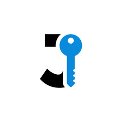 Vector Logo Letter Safety Security Blue Key J