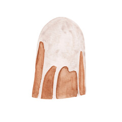 Drawing watercolor Easter cake isolated on white background. Spring holiday, holiday food.