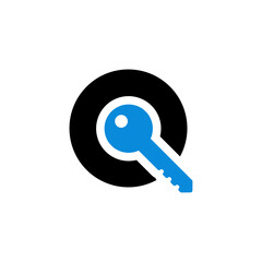 Vector Logo Letter Safety Security Blue Key Q