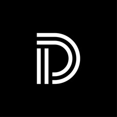Vector Logo Modern Line Typeface Letter D