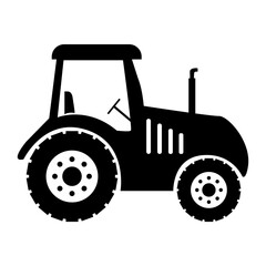 tractor icon on white background. farm tractor sign. flat style. black tractor symbol.