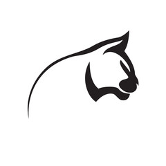 Cat outline, simple pussycat silhouette. Stylized vector illustration of wildcat head for business and brand logo. 
