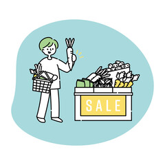 買い物をする男性