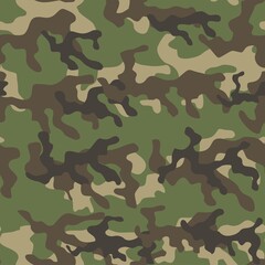 The green camouflage seamless pattern. Camo Military. Modern print. Vector