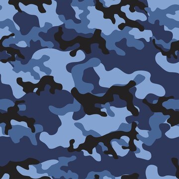 blue military camouflage vector seamless print