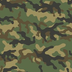 Fototapeta premium Abstract seamless camouflage pattern for printing clothes, fabrics. Army background. Vector design.