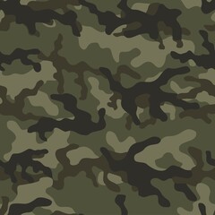 Fototapeta premium Texture army camouflage seamless pattern. Military forest background. Ornament. Vector illustration.