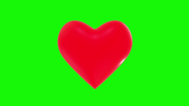 Red Heart on Green matte screen, black and white screen isolated with Alpha channel, Looped footage with Heart for Valentine's Day and March 8 in 4K Ultra HD 3840 x 2160, 30FPS. 