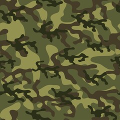 Fototapeta premium Camouflage pattern for hunting. Army background repeat print. Fashionable stylish element.