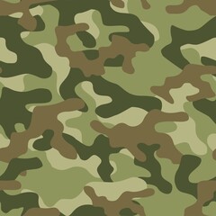 Military camo seamless pattern. Forest background on textile. Stylish new design. Ornament. Vector
