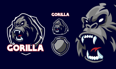 ANGRY GORILLA MASCOT SPORTS LOGO ILLUSTRATION