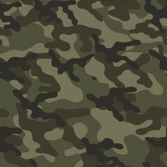Fototapeta premium The green camouflage seamless pattern. Camo Military. Modern print. Vector