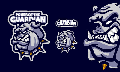 ANGRY BULLDOG HEAD MASCOT SPORTS LOGO ILLUSTRATION
