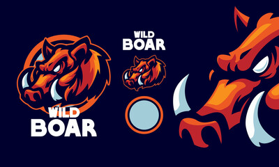 WILD BOAR MASCOT SPORTS LOGO ILLUSTRATION