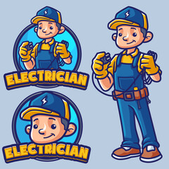 electrician 1 Mascot Logo Template
