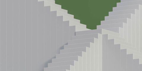Fototapeta premium abstract stairs concept white stair case in front of green background 3d render illustration retro vintage arcade game design modern minimalistic