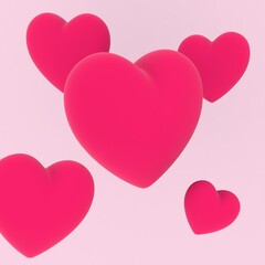 Velvet Realistic 3D Hearts. Romantic Valentine Heart. 3D rendering illustration. 
For Wedding, Anniversary, Birthday, Valentine's Day, Party Invitations, Scrapbooking.
