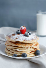 pancakes with blueberries, pancake, breakfast, food, pancakes, dessert, fruit, sweet, stack, berry, syrup, plate, meal, cake, blueberry, honey, homemade, raspberry, delicious, white, fresh, strawberry