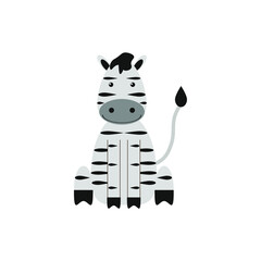 childish illustration of zebra on white background