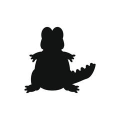 childish illustration of baby crocodile on white background