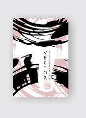 Black and coral ink brush stroke on white background.