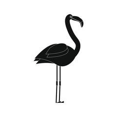 childish illustration of flamingo bird on white background