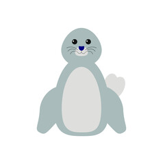 childish illustration of seal on white background
