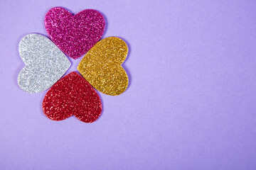 heart arranged in the shape of a four-leaf clover