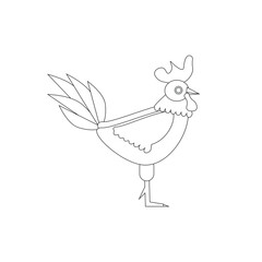 childish illustration of rooster on white background