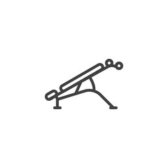 Adjustable gym bench line icon. linear style sign for mobile concept and web design. Press bench outline vector icon. Sports equipment symbol, logo illustration. Vector graphics