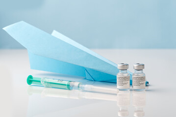 Estonia, Tallinn - 15.01.2021: concept of travelling with immunity vaccination against the covid-19 or coronavirus and therefor borders opening