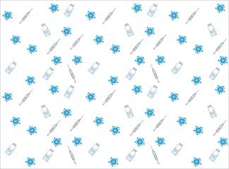 Coronavirus vaccine illustration and syringe. Covid-19