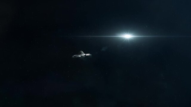 Asteroid Mining - Spaceship Transporting Asteroid for Processing 