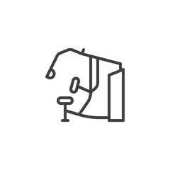 Chest machine line icon. linear style sign for mobile concept and web design. Gym equipment outline vector icon. Symbol, logo illustration. Vector graphics