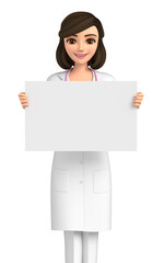 3D illustration character - The female doctor is using the board to explain